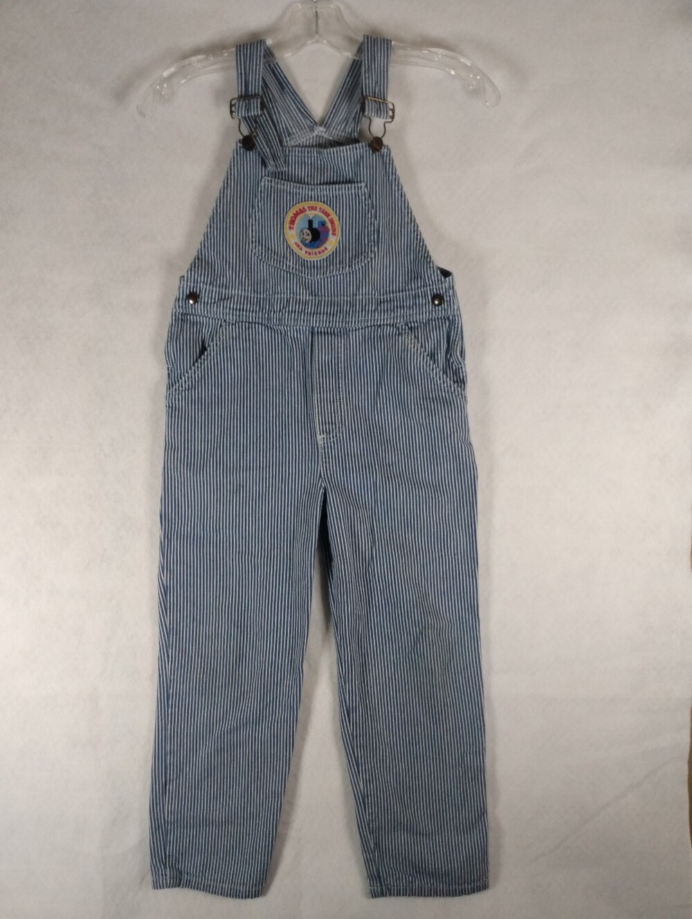 Vtg Thomas The Tank Engine Striped Overalls Boys 6 Regular Train Patch Conductor
